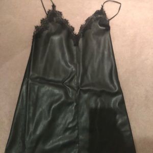 Leather dress with lace detail